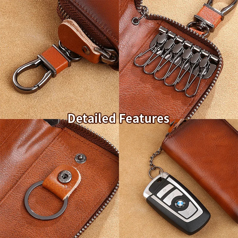 Key Wallet – 2 Card Slots and ID Clip – Genuine Leather | KIMLUD