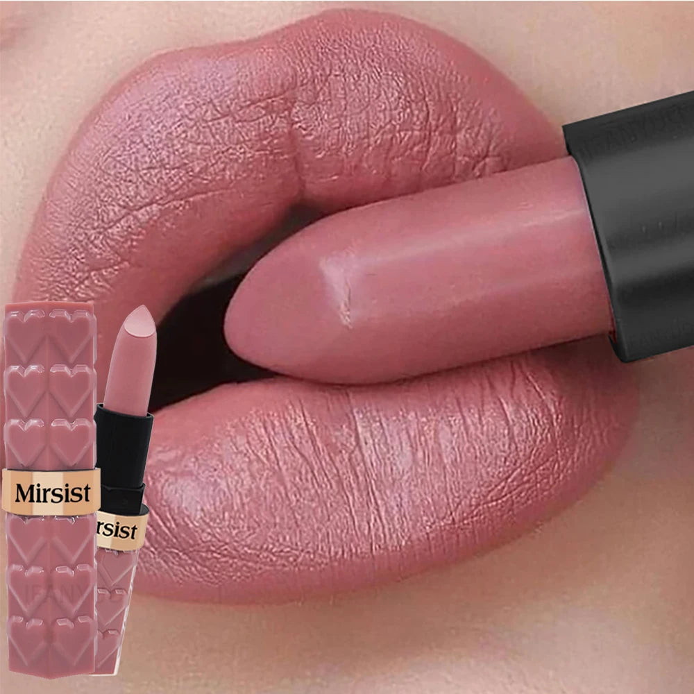Silky Matte Velvet Nude Peach Lipstick Waterproof Long Lasting Natural Lip Stain Not Easy Fade Lip Balm Women Lip Stick Cosmetic