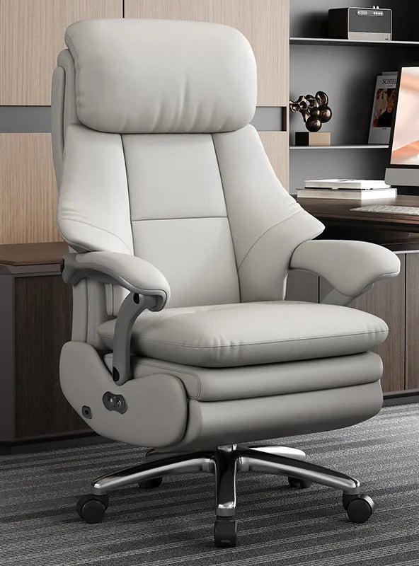 Leather Recliner Solid Office Chairs — Ivory | KIMLUD
