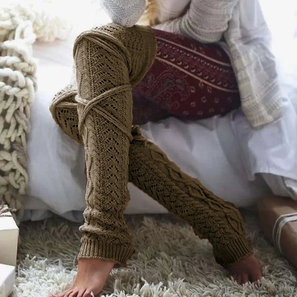 KIMLUD, Womens Leg Warmers Boots Gaiter Winter Ankle Warm Thermal Ladies Wool Above Knee High Socks Knitted Female Y2k Accessory Gothic, KIMLUD Womens Clothes