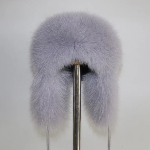 2025 New Women Natural Fox Fur Russian Ushanka Hats Winter Thick Warm Ears Fashion Bomber Hat Lady Genuine Real Fox Fur Cap