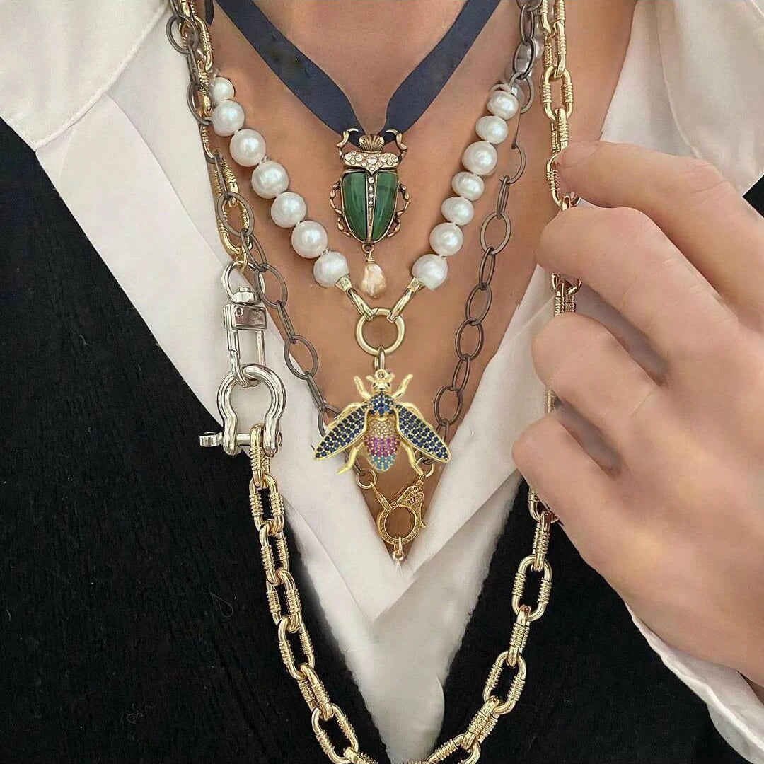 Pearl Multi-Layer Statement Necklace — Ivory | KIMLUD