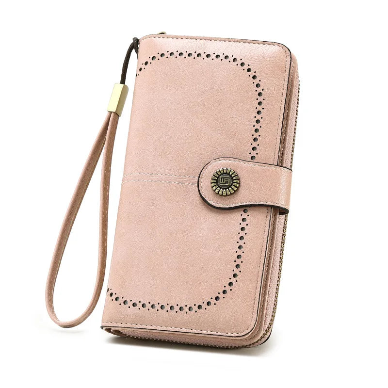 Women/Men Retro Long Wallet PU Leather Function Luxury Design Long Zipper Handbags Cowhide Card Bags Female Fashion Purse