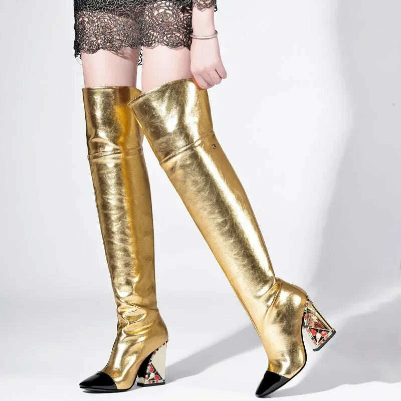 kimlud-colored-rhinestone-cowhide-mid-tubeknee-length-boots-thick-heeled-square-toe-black-gold-runway-runway-performance-high-heels-kimlud-womens-clothes-35044507