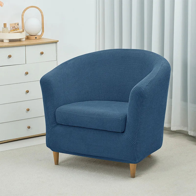 2pcs/set Jacquard Stretch Club Armchair Slipcover 1pc Barrel Tub Sofa Cover + 1pc Polar Fleece Couch Cover Furniture Protector