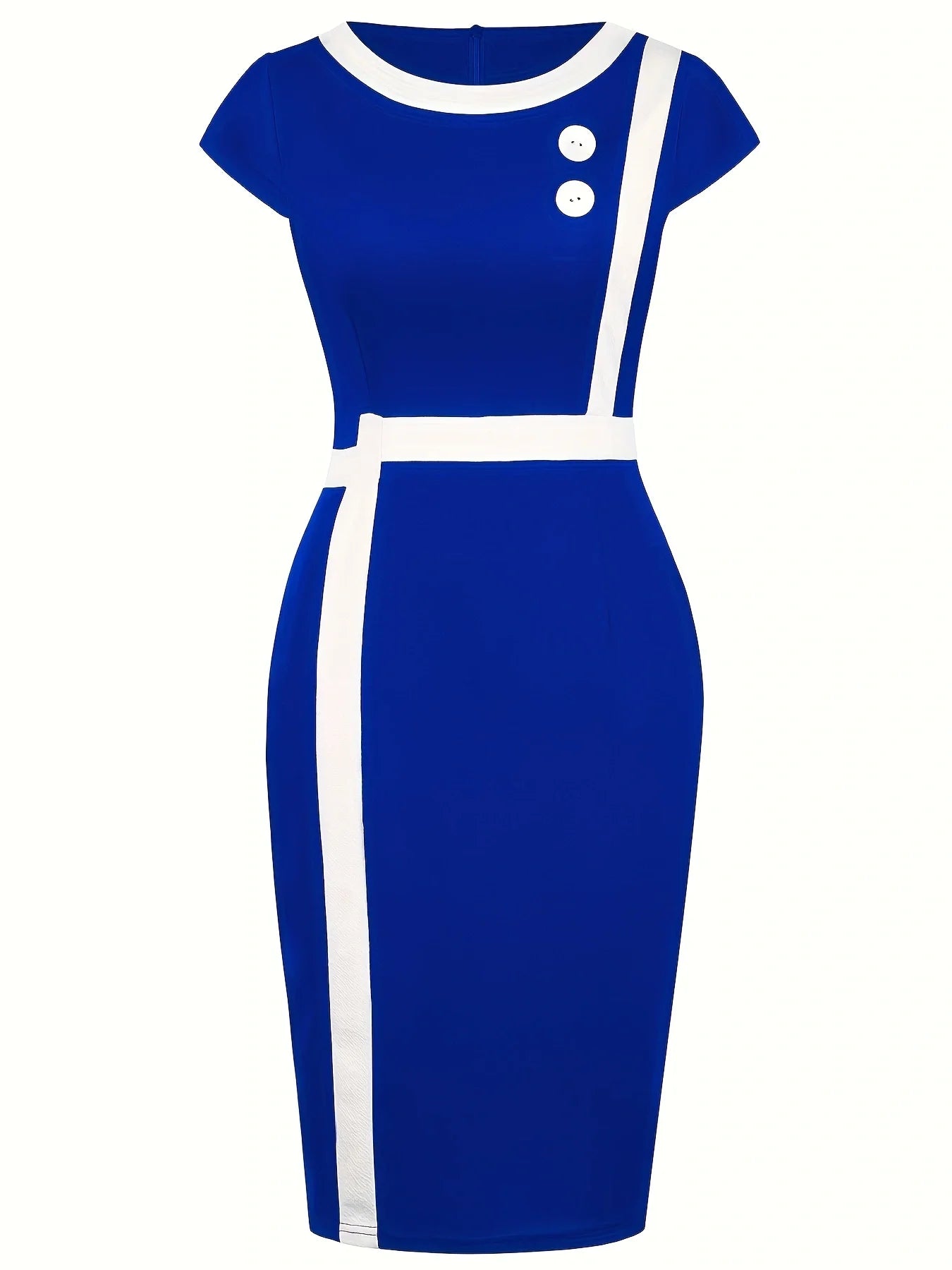 Sleek Knit Slim Classic Colorblock Dress — Black | KIMLUD