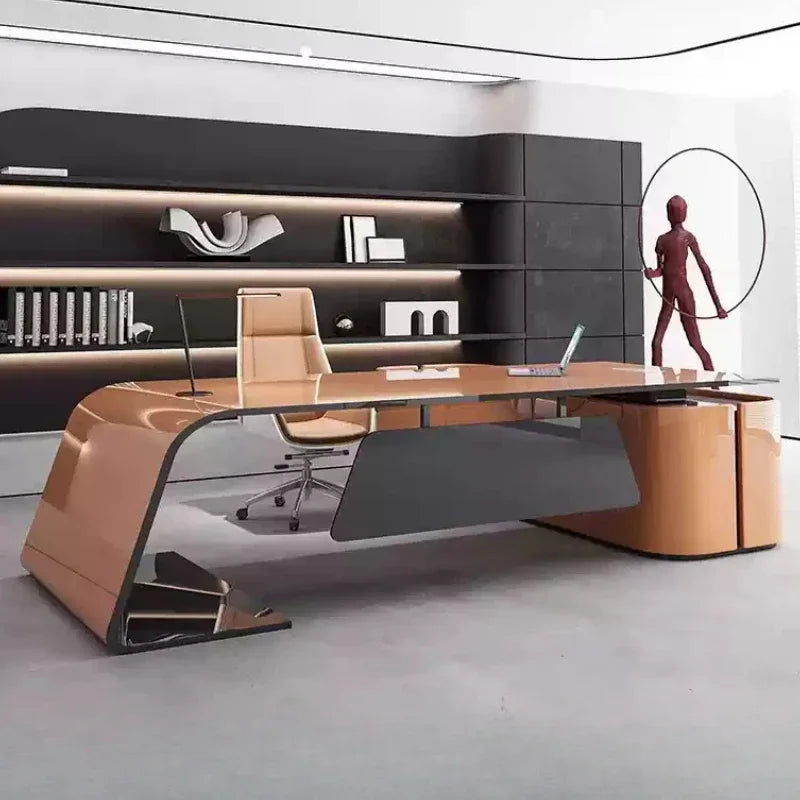 Wooden Standing Office Desk — Natural Wood | KIMLUD