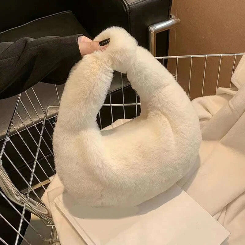 solid-color-plush-dumpling-bag-simple-style-niche-design-faux-fur-handbag-tote-small-womens-underarm-hobo-bagkimludkimlud-35556596