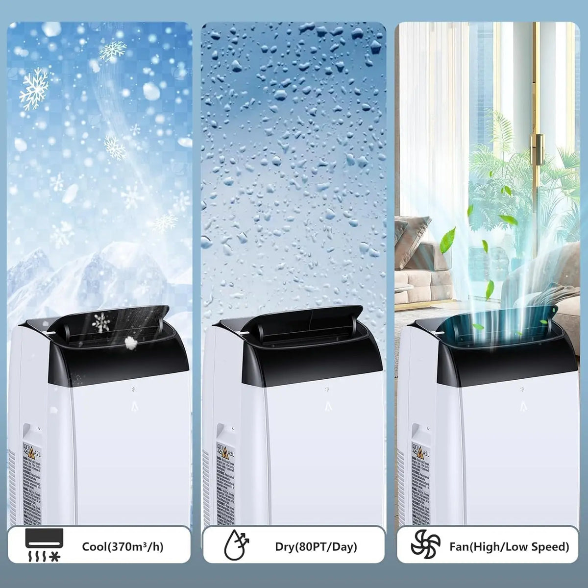 Portable Conditioner 10000-BTU 4-In-1 Cooling Dehumidifier — White | KIMLUD
