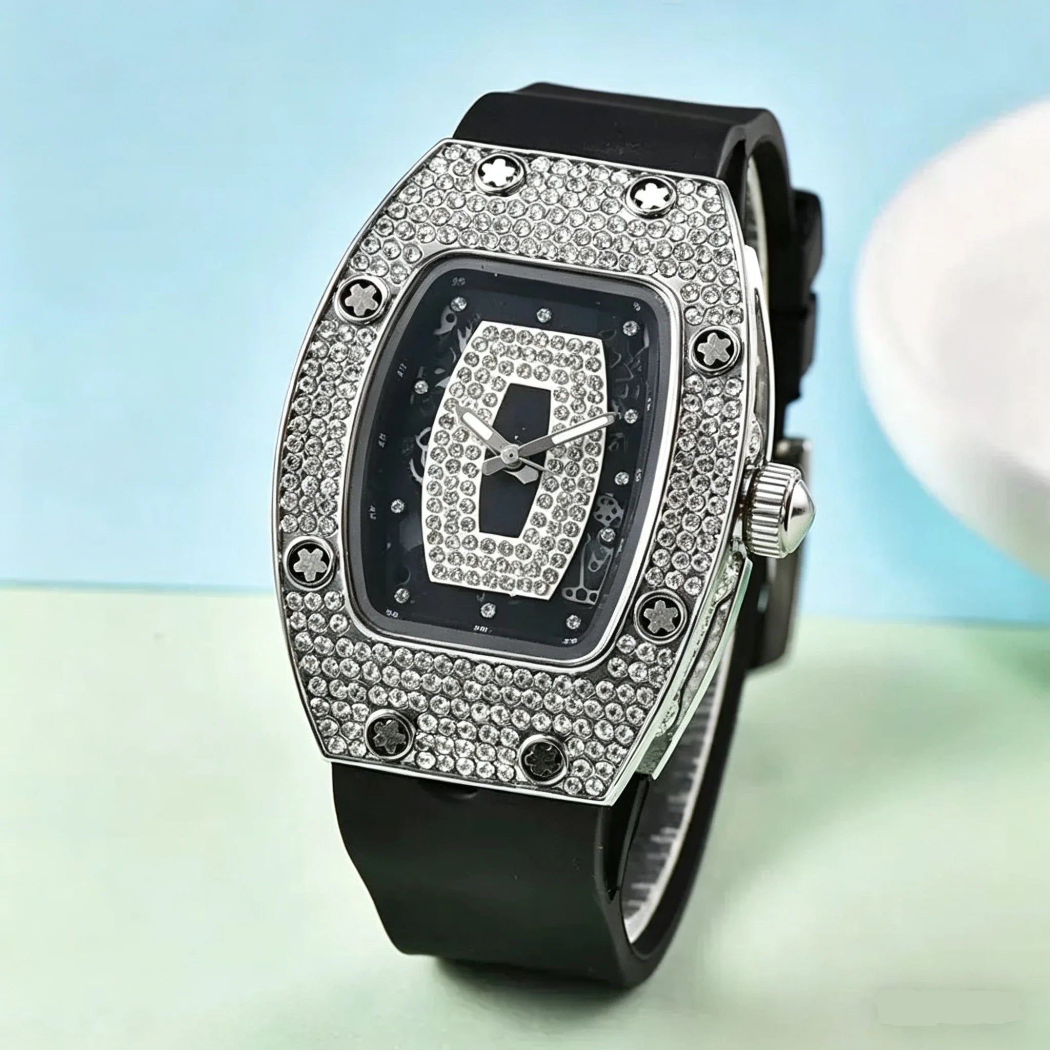 Silicone Tonneau Luxury Watch — Rose Gold | KIMLUD