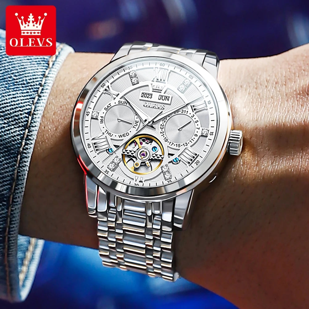 Stainless Steel Automatic Wristwatch — Black | KIMLUD