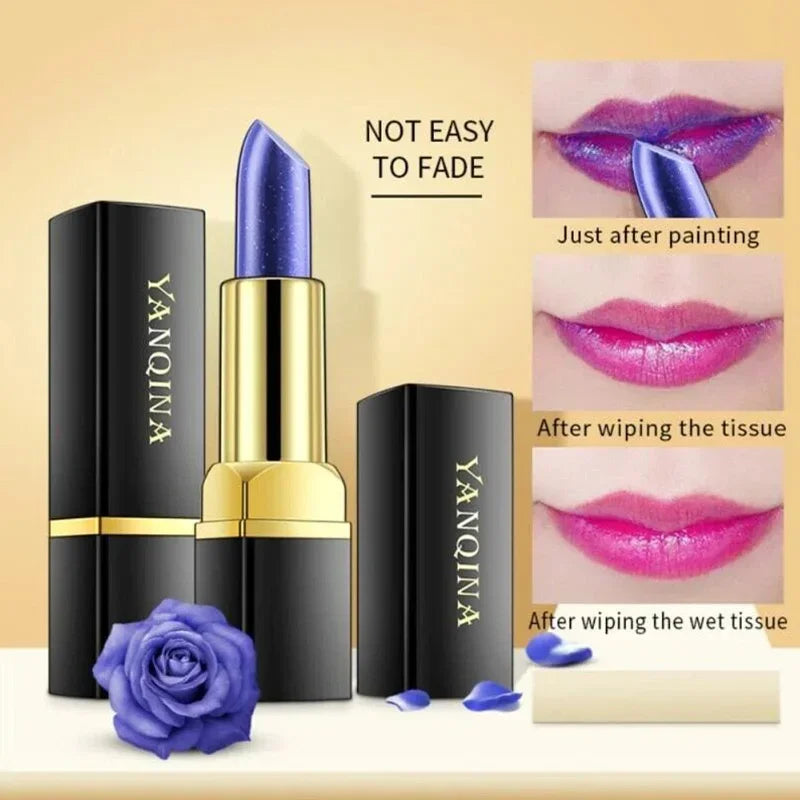 YANQINA Blue Temperature Color Changing Lipstick Waterproof Long-Lasting Non-Fading Non-Transfer Moisturizing Lip Stain Tinted