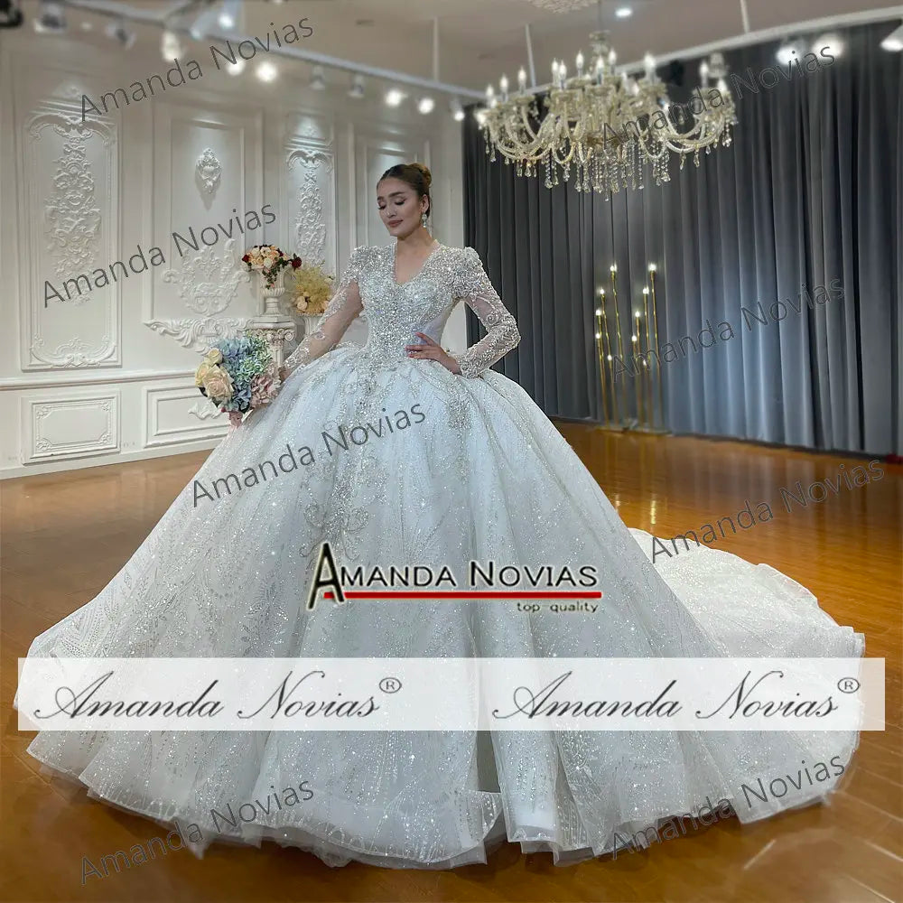 Customized NS4976 Beautiful V-neckline Beading Wedding Dress 2026 New Design Real Photo