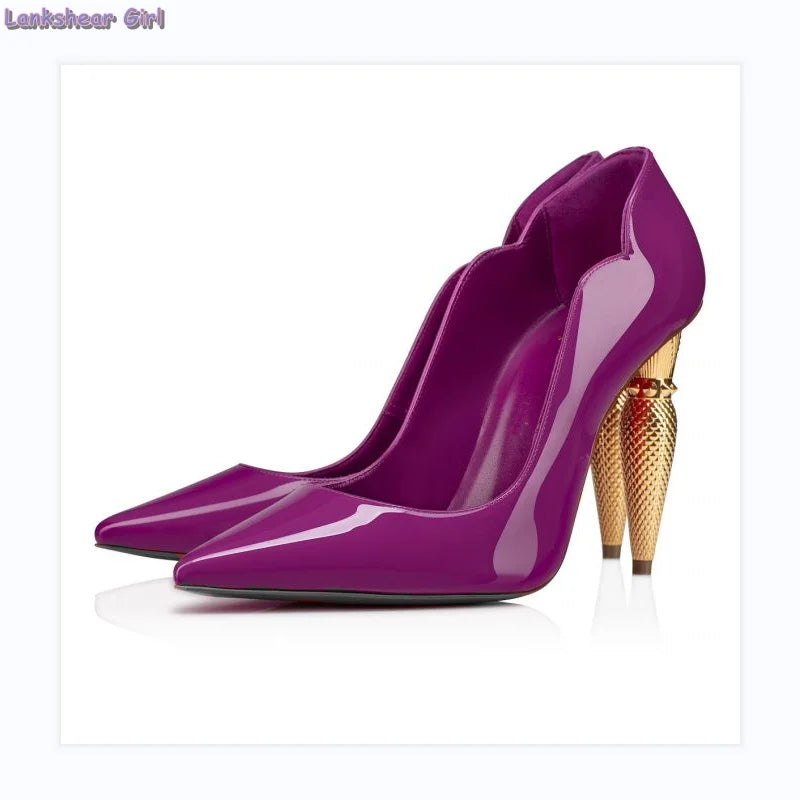 Suede Lipbooty High Heels Pointed Toe — Purple | KIMLUD