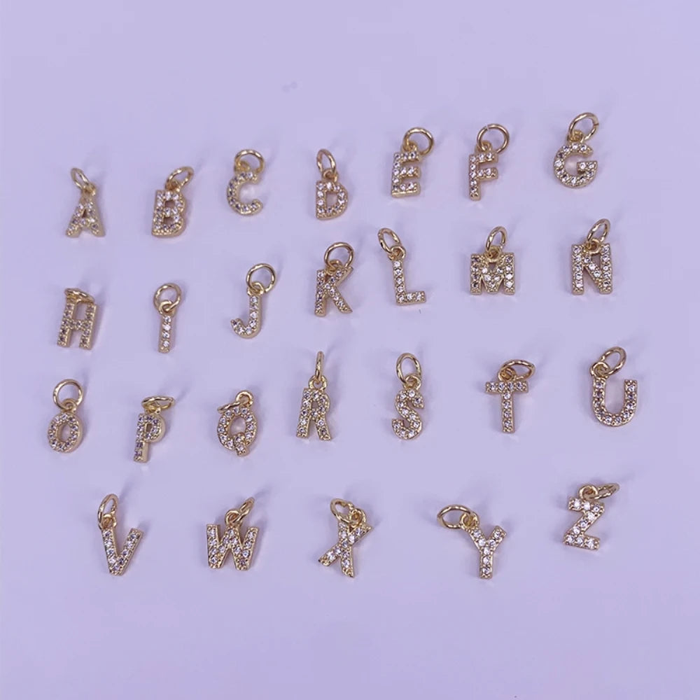 Gold Plated Initials Pendant Alphabet CZ Zircon — Gold | KIMLUD
