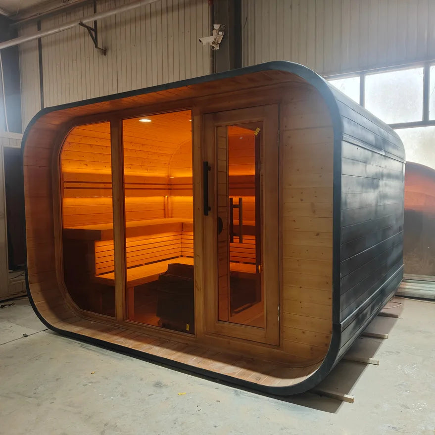 New design Canadian red cedar cube outdoor sauna traditional wooden sauna for home use