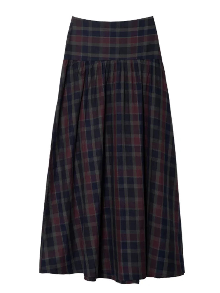 KIMLUD, Casual V-neck Checkered Lace Up Suit Women Fashion Long Lantern Sleeves Single-breasted Slim Set 2025 Lady Commute street Outfit, KIMLUD Womens Clothes