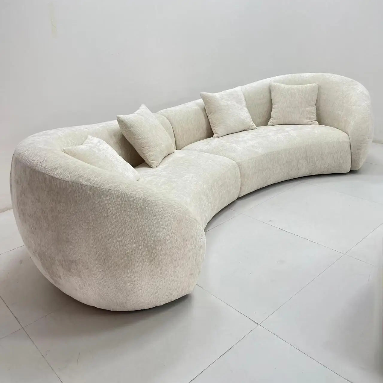 Nordic Lambswool Curved Sofas — Cream-Colored | KIMLUD
