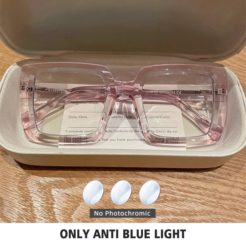Square Photochromic Reading Glasses — Clear | KIMLUD