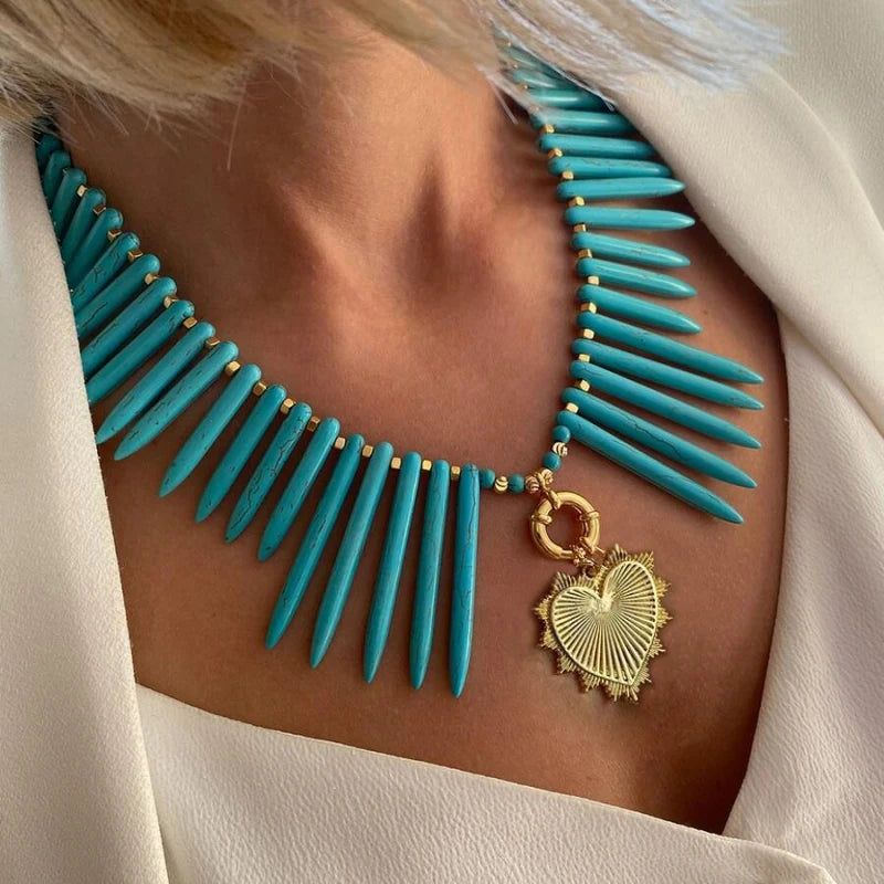 Handmade Lucite Beaded Pearl Choker Necklace — Blue | KIMLUD