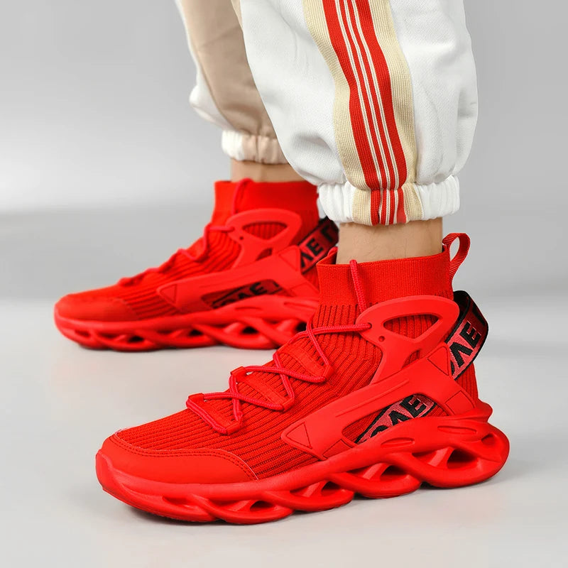 High-Top Elastic Knitted Sports Shoes – Reflective 3D Detail – Knitted Upper | KIMLUD