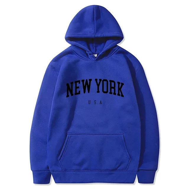 Hoodies – City Letter Graphic – Polyester – Loose Casual | KIMLUD