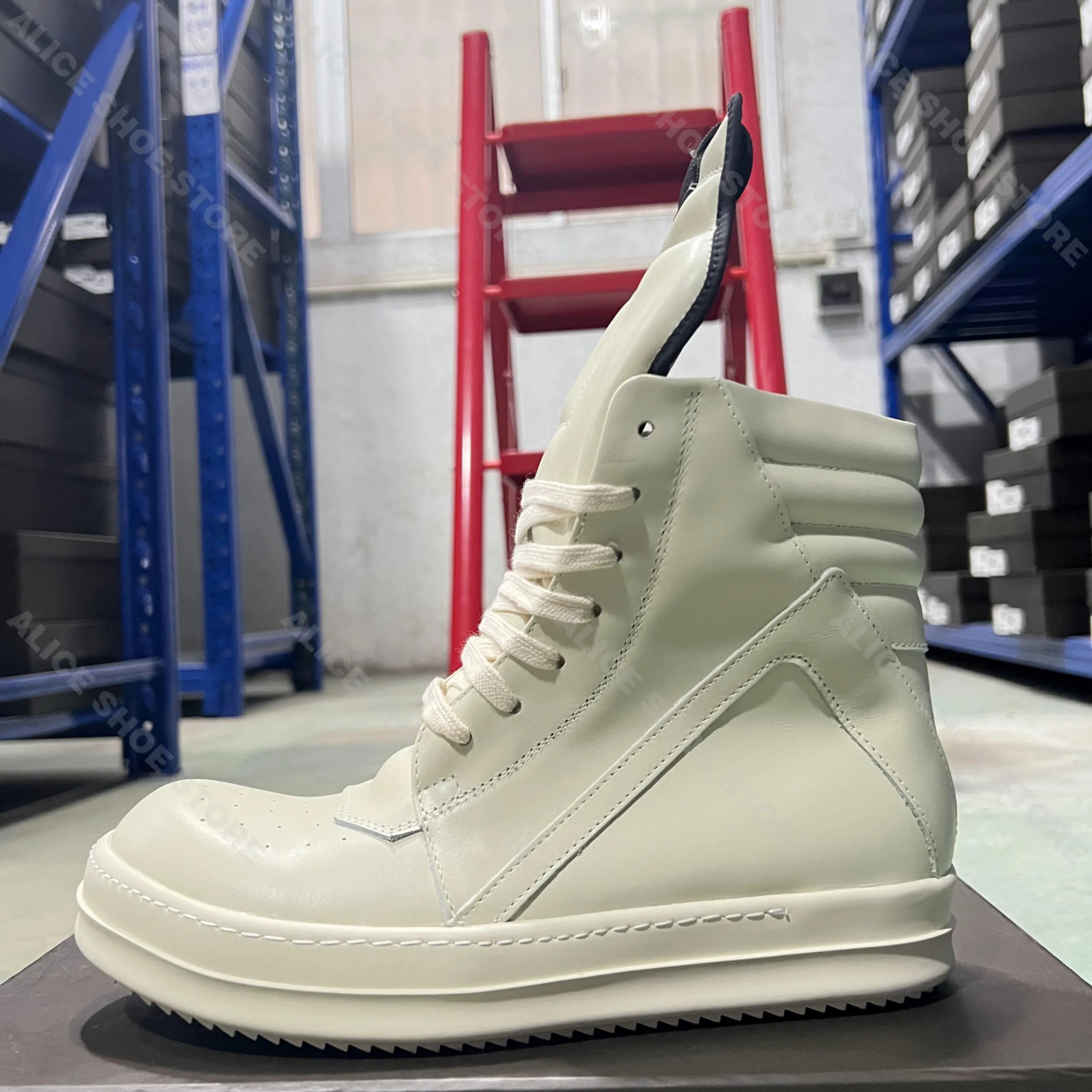 Brand Men Ankle Boot Casual Leather High Top Women Sneaker White Geobasket Zipper Luxury Trainer Designer Thick-sole Flat Shoe