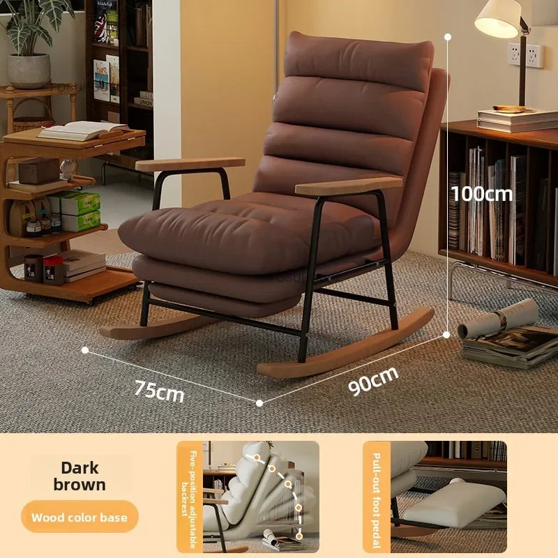 Modern Adjustable Backrest Leisure Living Room Chairs Luxury Rocking Chair for Bedroom Small Apartment Armchair Home Furniture
