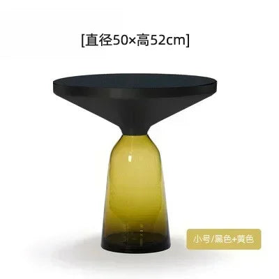 Nordic Creative Glass Round Coffee Table Combination Living Room Reception Side Table Transparent Light Luxury Coffee Tables