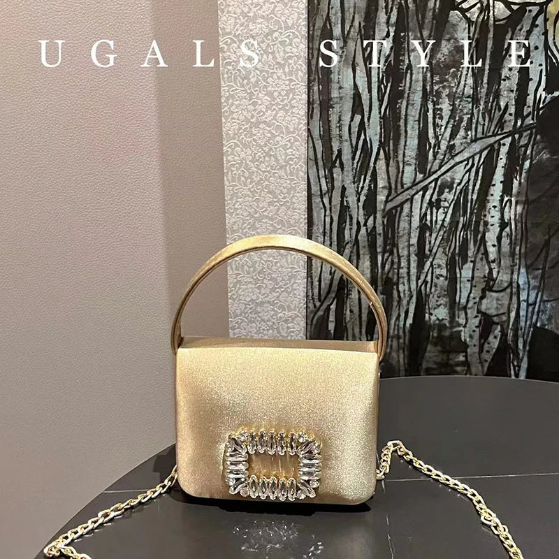 Crystal-Embellished Satin Evening Bag Tassel — Crystal | KIMLUD