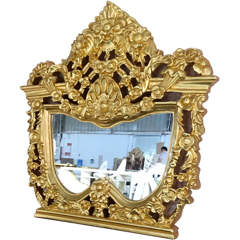 European Double Bed Ornate Upholstered Frame With Subtle Couture Detailing And Regal Silhouette — Antique Gold | KIMLUD