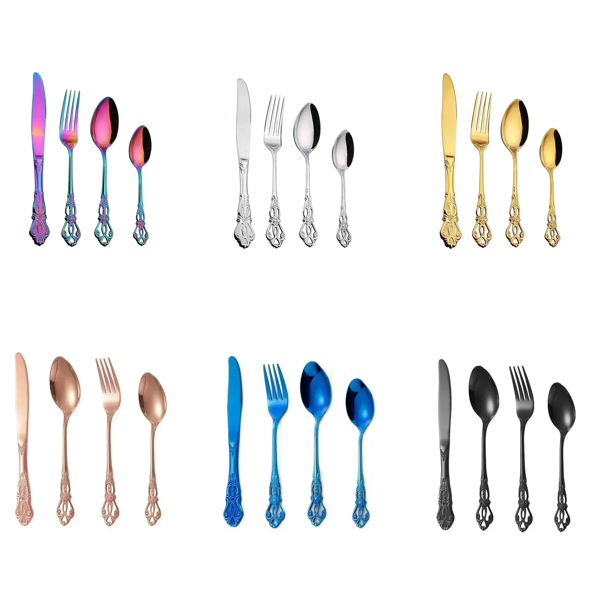 Gold-Plated Stainless Steel Cutlery Set Royal European Spoon Fork Collection — Golden | KIMLUD