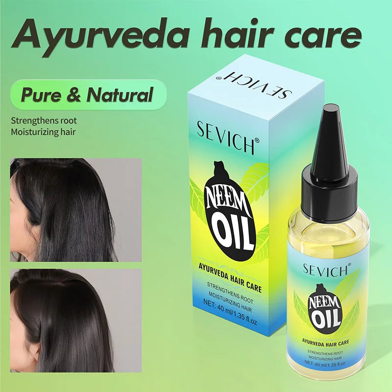 Ayurvedic Neem Hair Growth Oil Set With Scalp Massager Comb For Nourished Roots — Emerald | KIMLUD