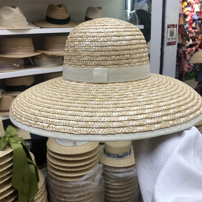 Elegant Straw Sun Hat With Ribbon — Natural | KIMLUD