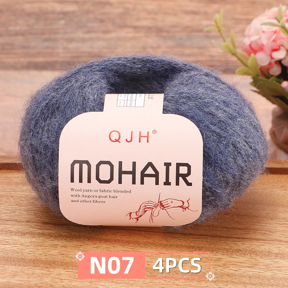 Mohair Yarn Set 4-Skein Bundle, 130m Each — Multicolor | KIMLUD