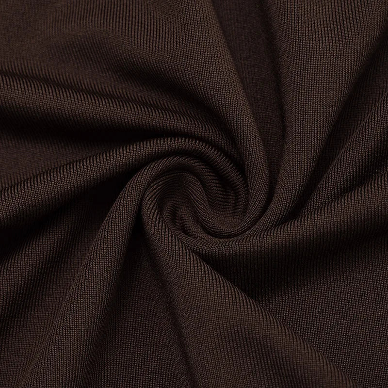 Polyester Pleated Stretch Long Sleeve Dress Gathered Hip Silhouette — Jet Black | KIMLUD