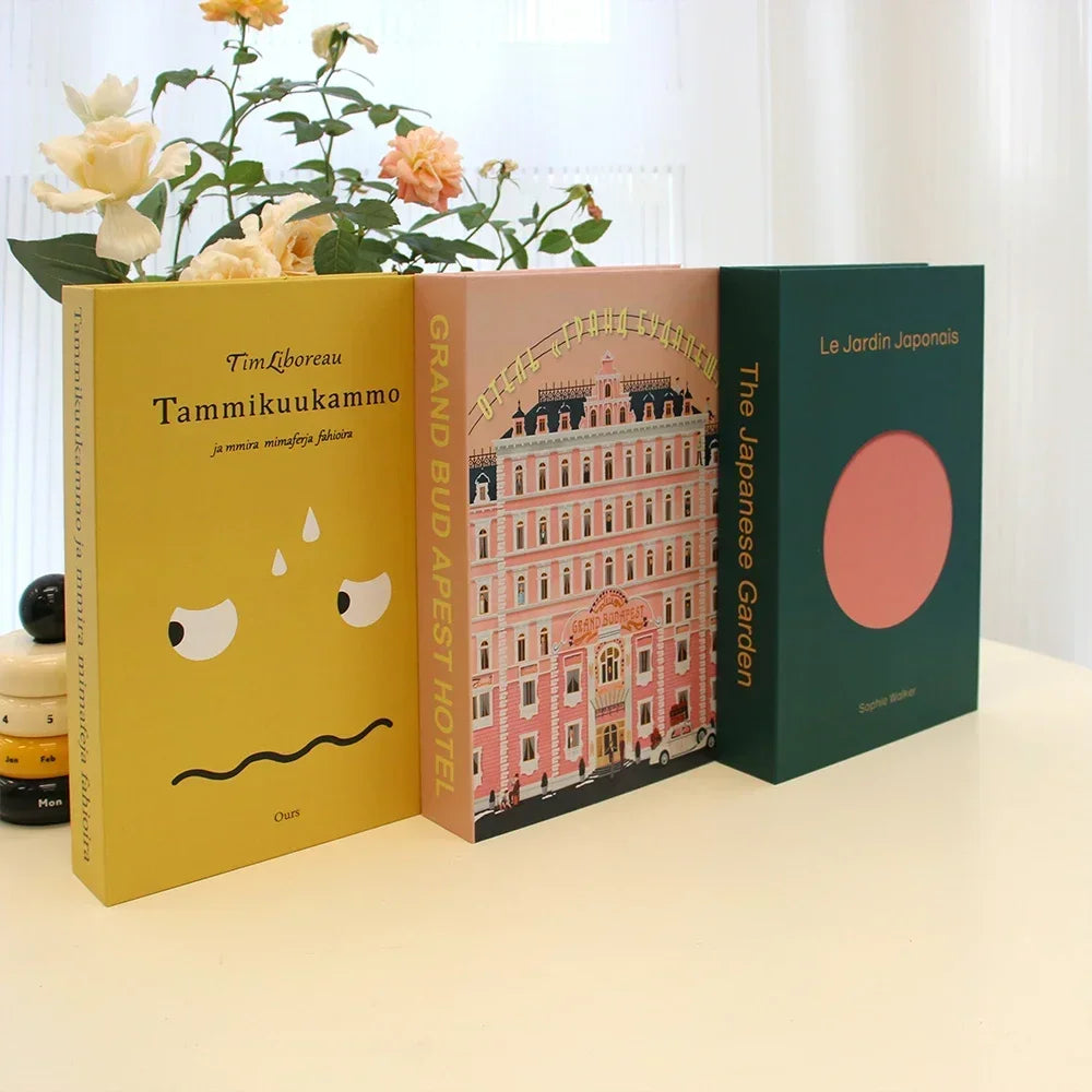Foldable Faux Books Three-Piece Set for Couture Coffee Table Decor — Black | KIMLUD