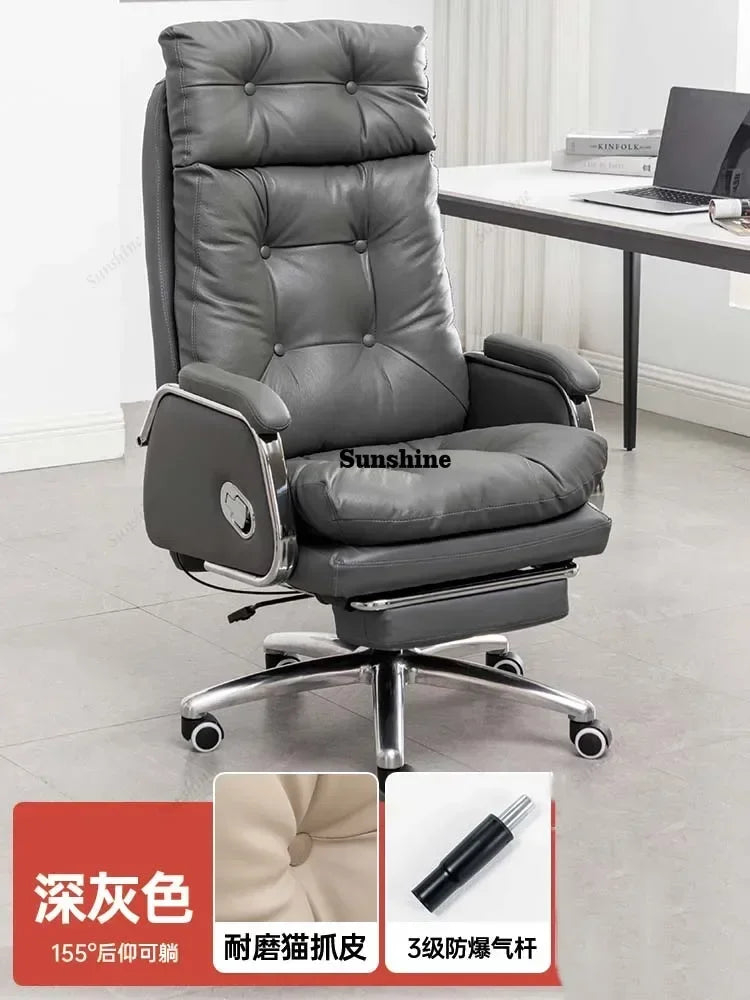 Leather Wheel Office Chair Adjustable Comfortable Modern Ergonomic Chair Mobile Computer Designer Silla Oficina Salon FurnitureY
