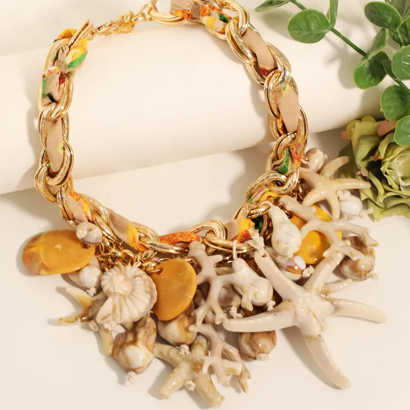 Statement Vintage Necklace with Starfish  for Women Girl Trendy Vintage Wedding Party Jewelry
