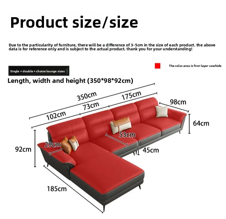 Leather Sculpted Modern L-Shaped Sofa — Black | KIMLUD