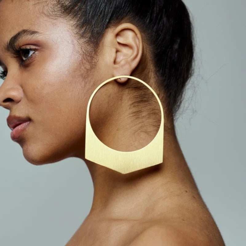 African Earrings Large Hoop Earrings Can Custom Name Gift for Her Handmade 18K Gold Plated Jewelry for Women American Trend