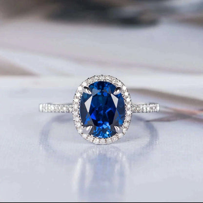 KIMLUD, CAOSHI Luxury Blue Crystal Stone Rings with Tiny Flower Cubic Zirconia Pretty Women's Jewelry Elegant Engagement Accessories, KIMLUD Womens Clothes