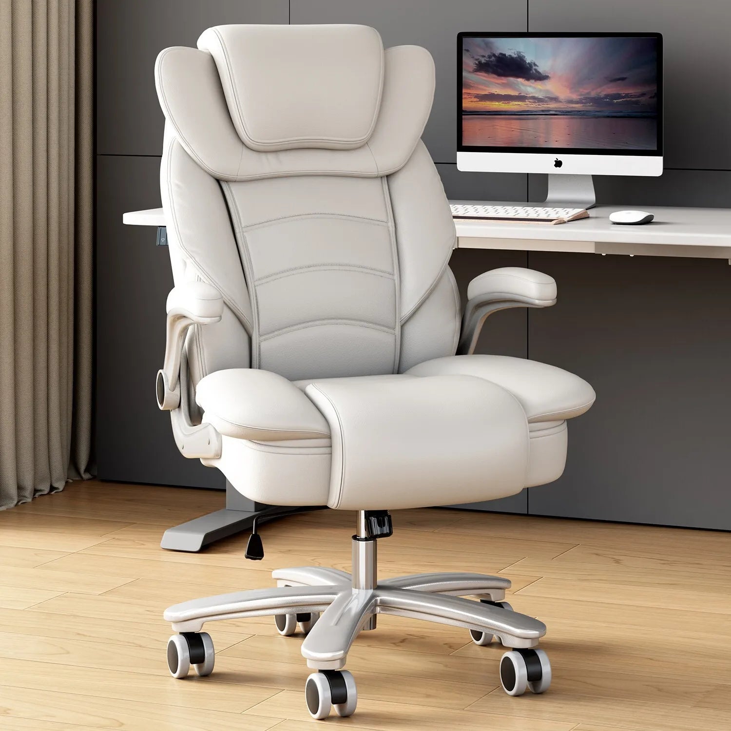Big and Tall Fabric Computer Chair Full Stainless Steel Comfortable Ergonomic Chair