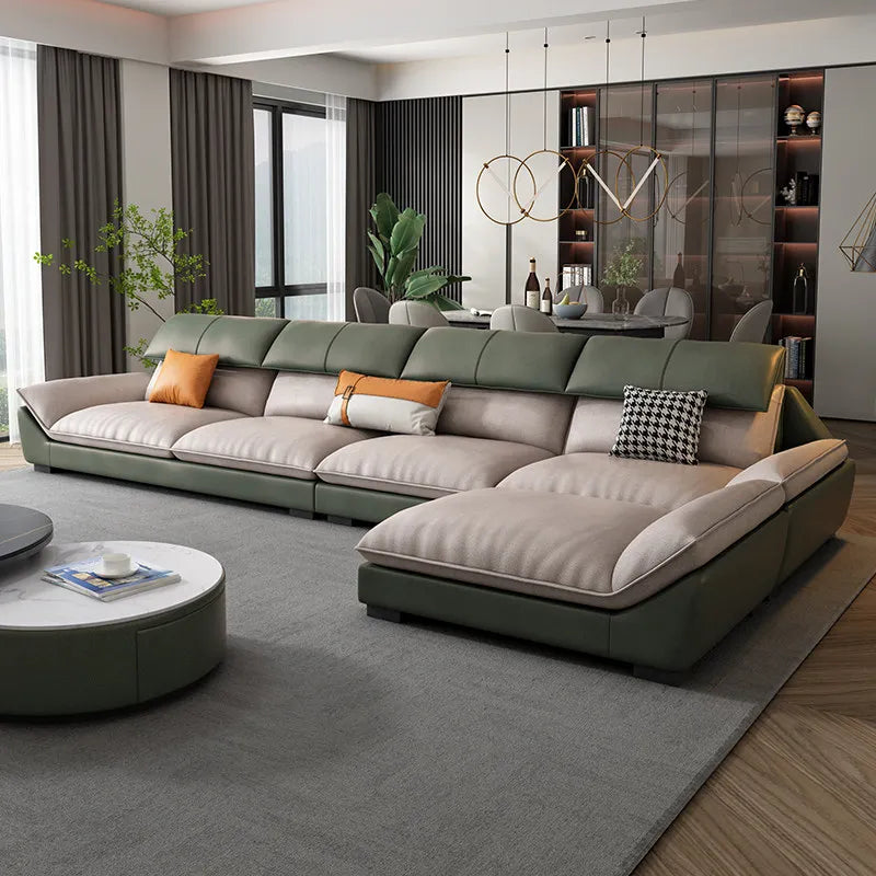 Luxurious Microfiber L-Shaped Sofa — Gray | KIMLUD