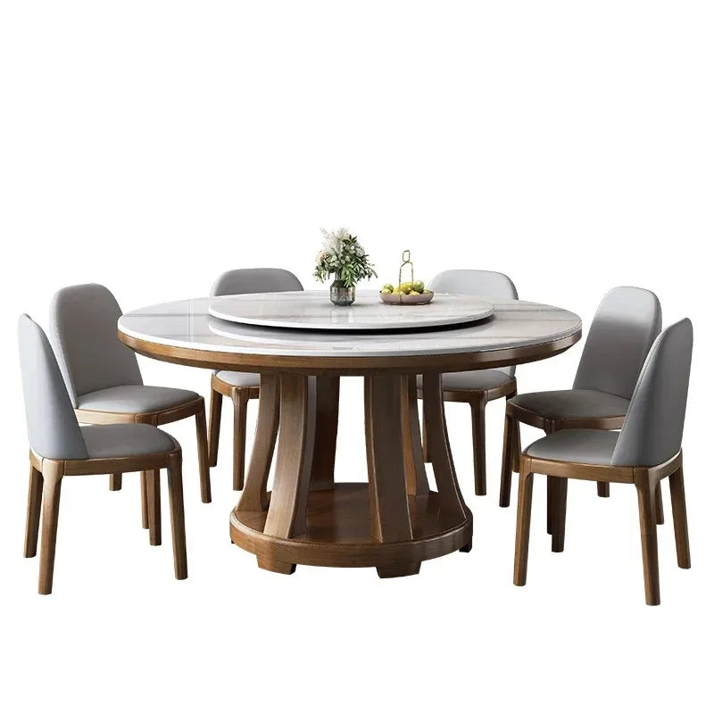 Marble Round Dining Table Pedestal Base — White | KIMLUD