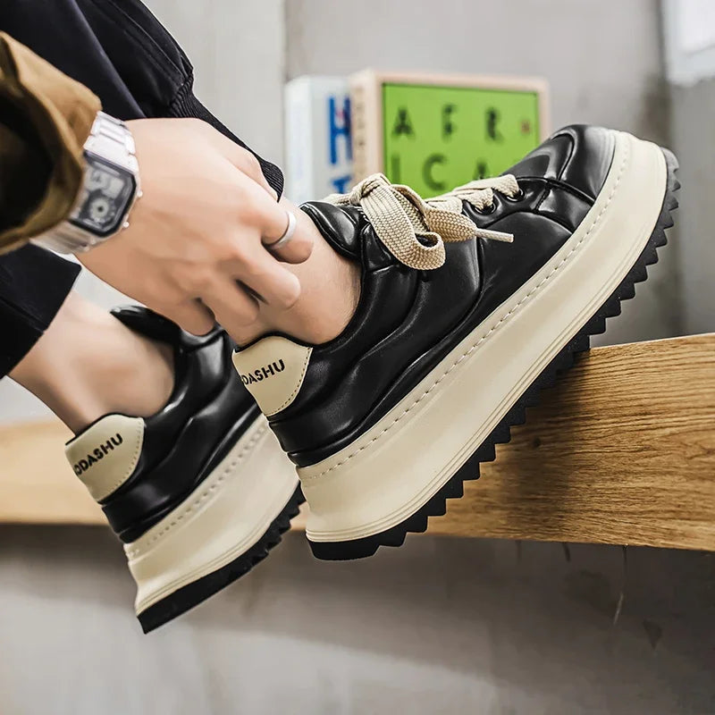 Chunky Sneaker – Height Platform – Microfiber Leather – Lace-Up | KIMLUD