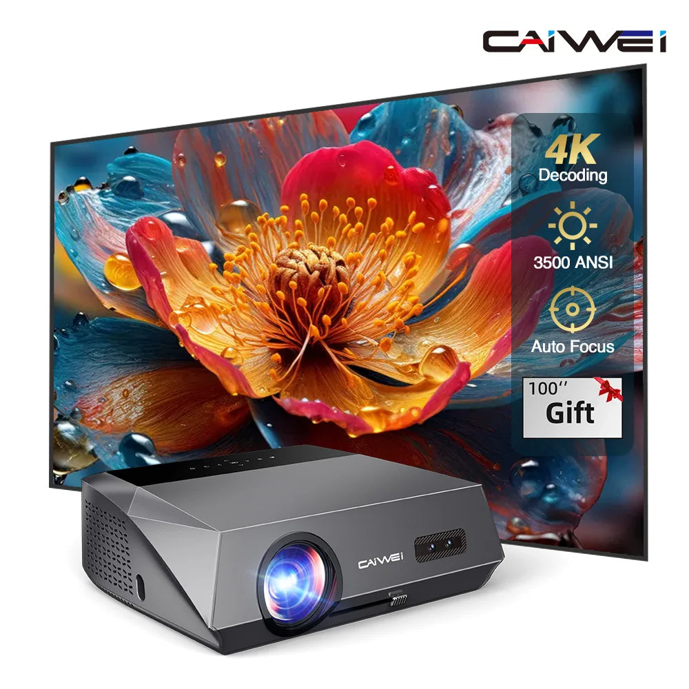 CAIWEI 4K Beam Projectors for Movie Auto Focus Correction Smart Android Wifi 1080P Full HD Home Theater Projector Global Version