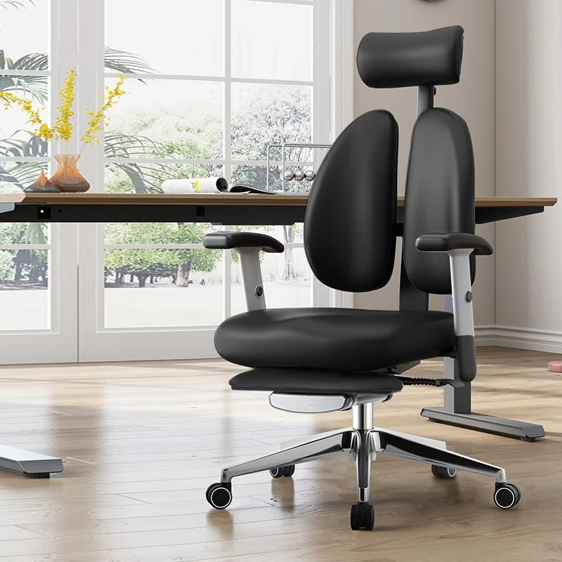 Premium Metal Office Chair With Armrests And Smooth Swivel Wheels — Black | KIMLUD
