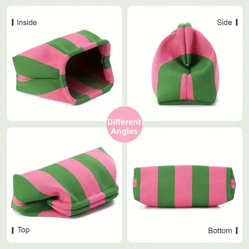 Striped Polyester Clutch Bag Small — Multicolor | KIMLUD