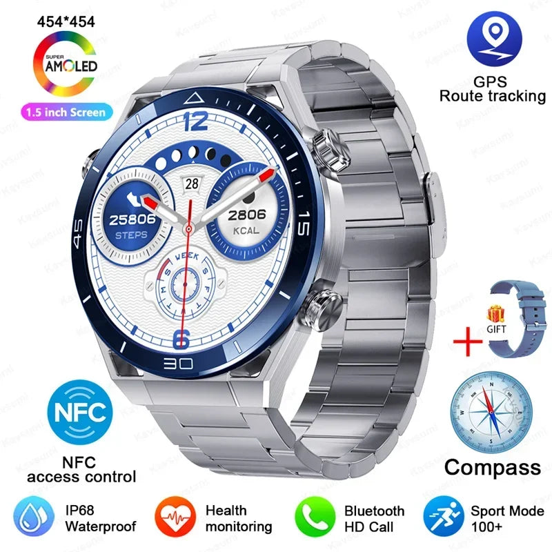 2025 New NFC Smartwatch Men Bluetooth Call GPS Tracker Motion Fitness Wireless Charge Waterproof  Watches For iPhone Android
